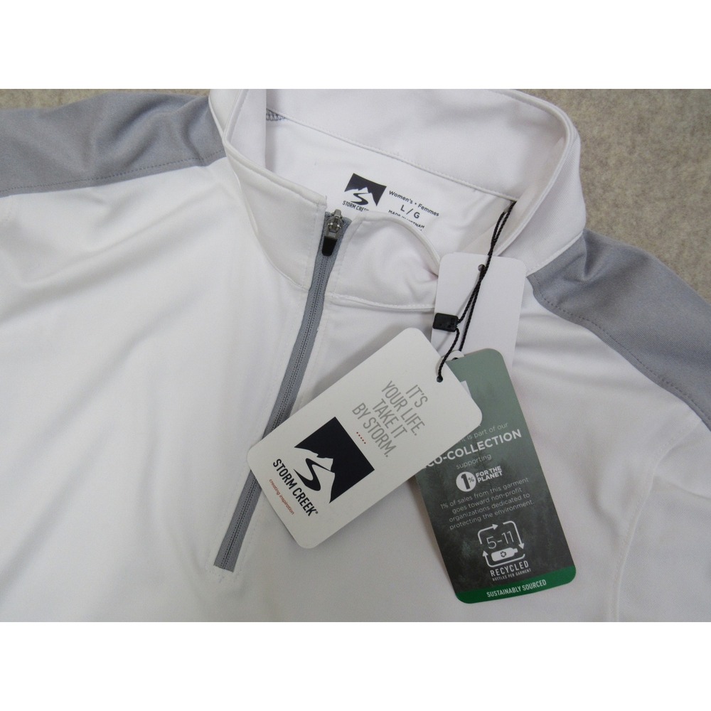 Storm‎ Creek Activator 1/4 Zip Pullover White Grey Womens Large NWT 1865